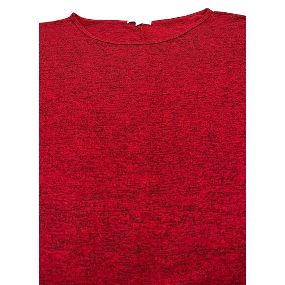 DON’T STOP BELIEVING LONG DOLMAN SLEEVE TOP, WOMENS, 1X-VARIEGATED RED, RND NECK - Picture 6 of 11